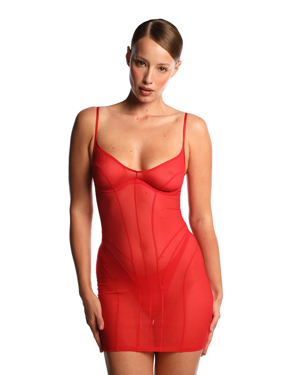 Anoeses: Mae Underwire Mesh Dress - Red - Image 7