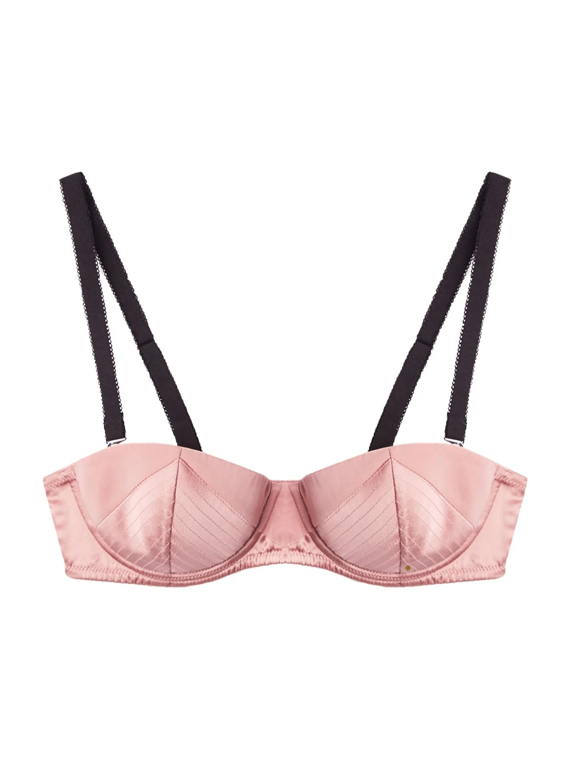Fleur du Mal: Satin Top Stitch Convertible Bra - Rose - Image 5