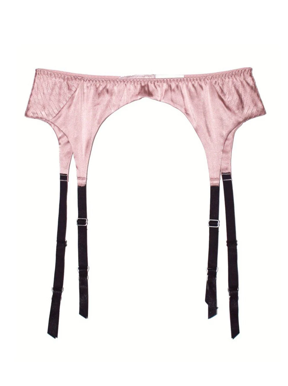 Fleur du Mal: Satin Top Stitch Garter Belt - Rose - Image 7