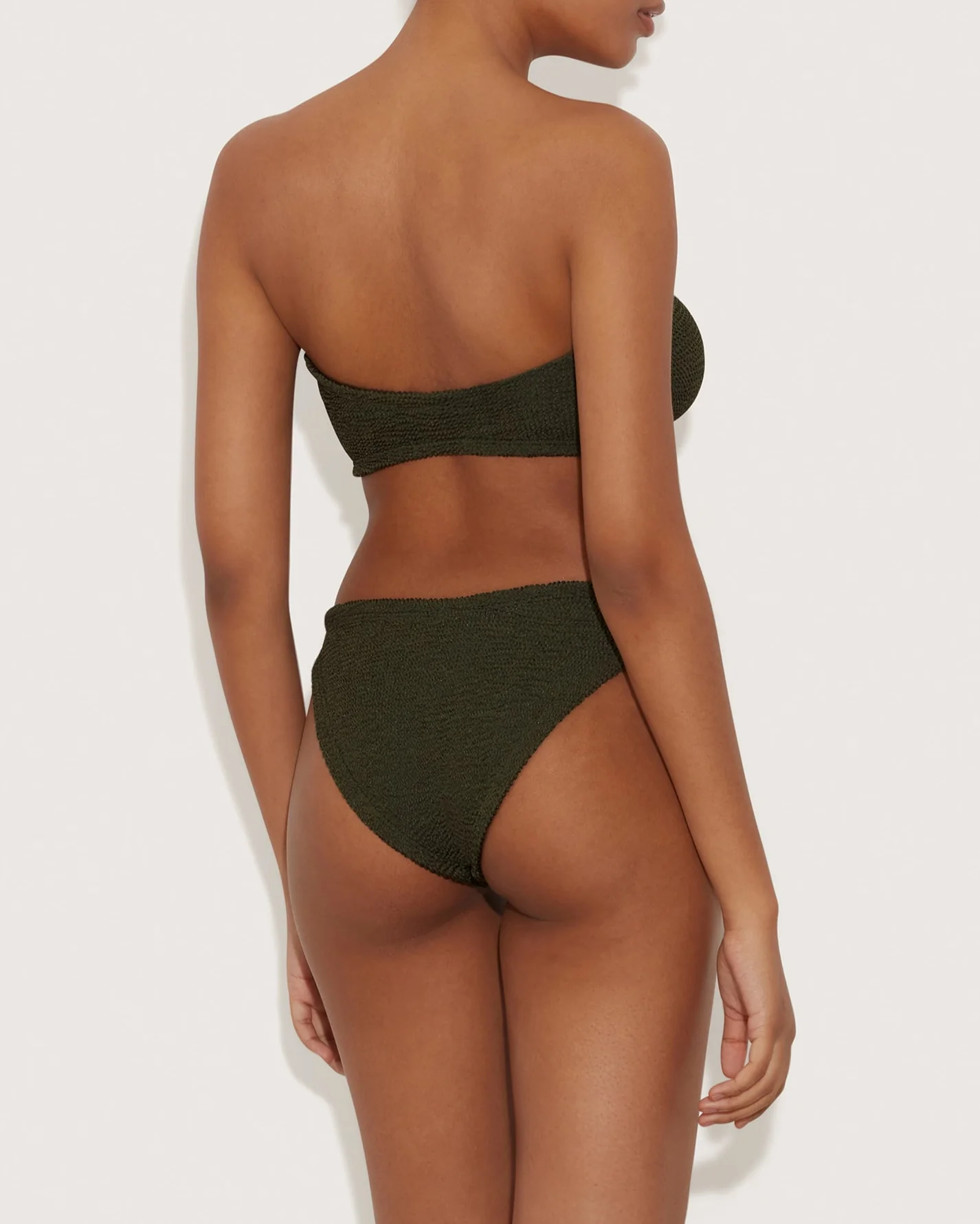 Hunza G: Gloria Bandeau Bikini Set - Metallic Khaki - Image 3