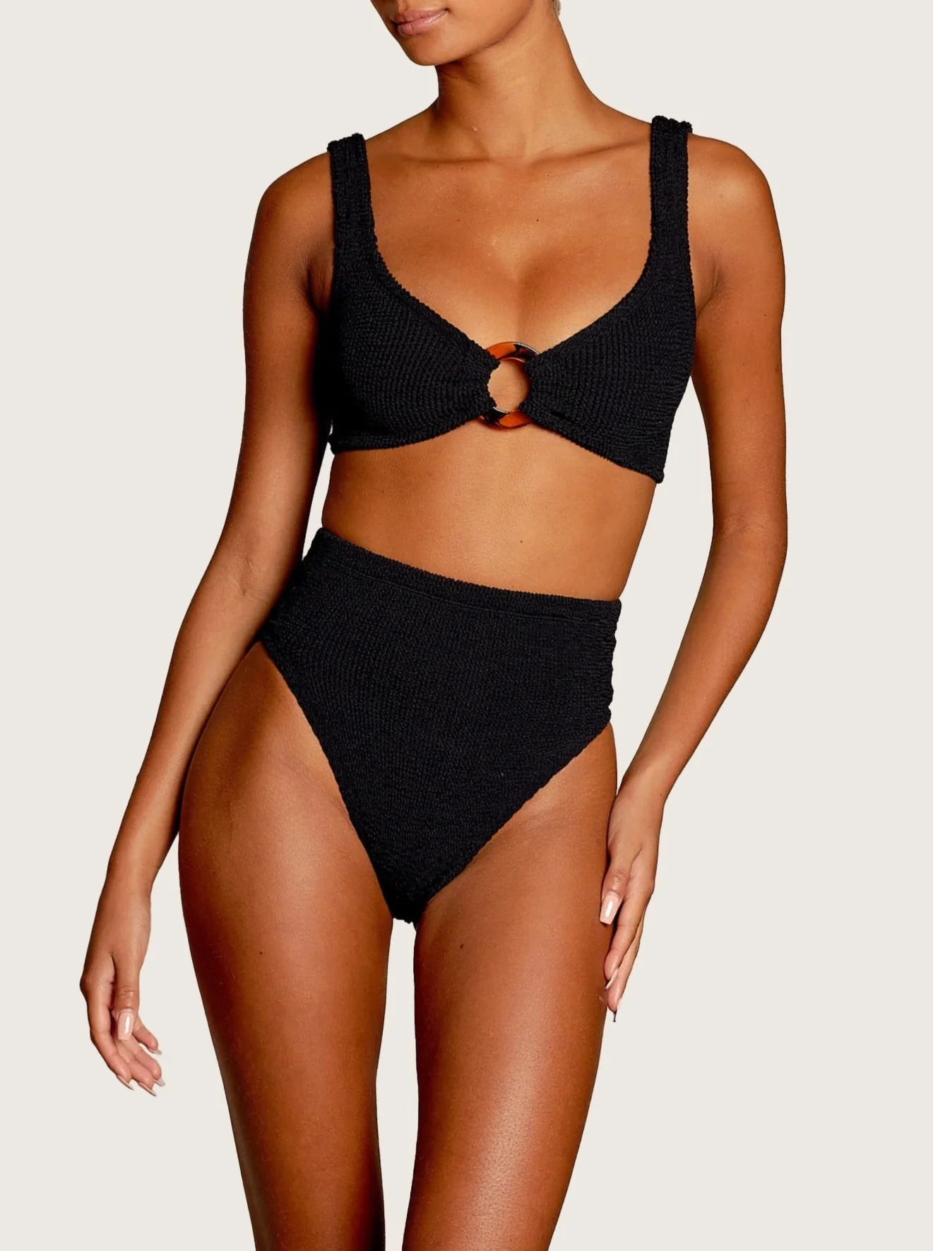 Hunza G: Nadine High-Waisted Bikini Set - Black - Image 6