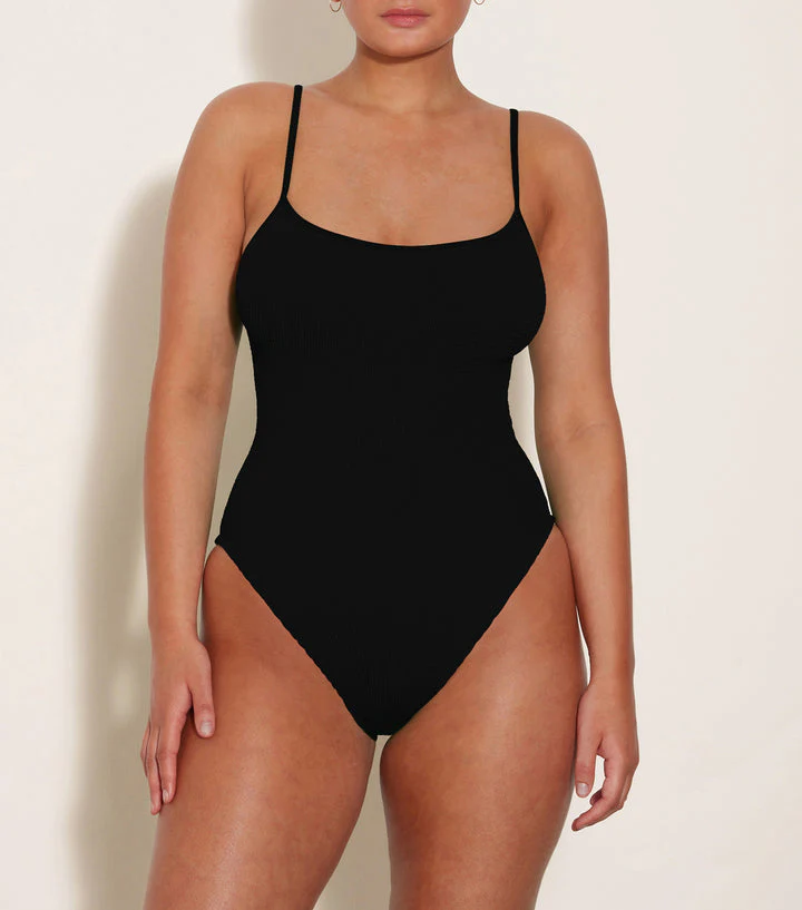 Hunza G: Pamela Scoop Neck One Piece - Black - Image 3