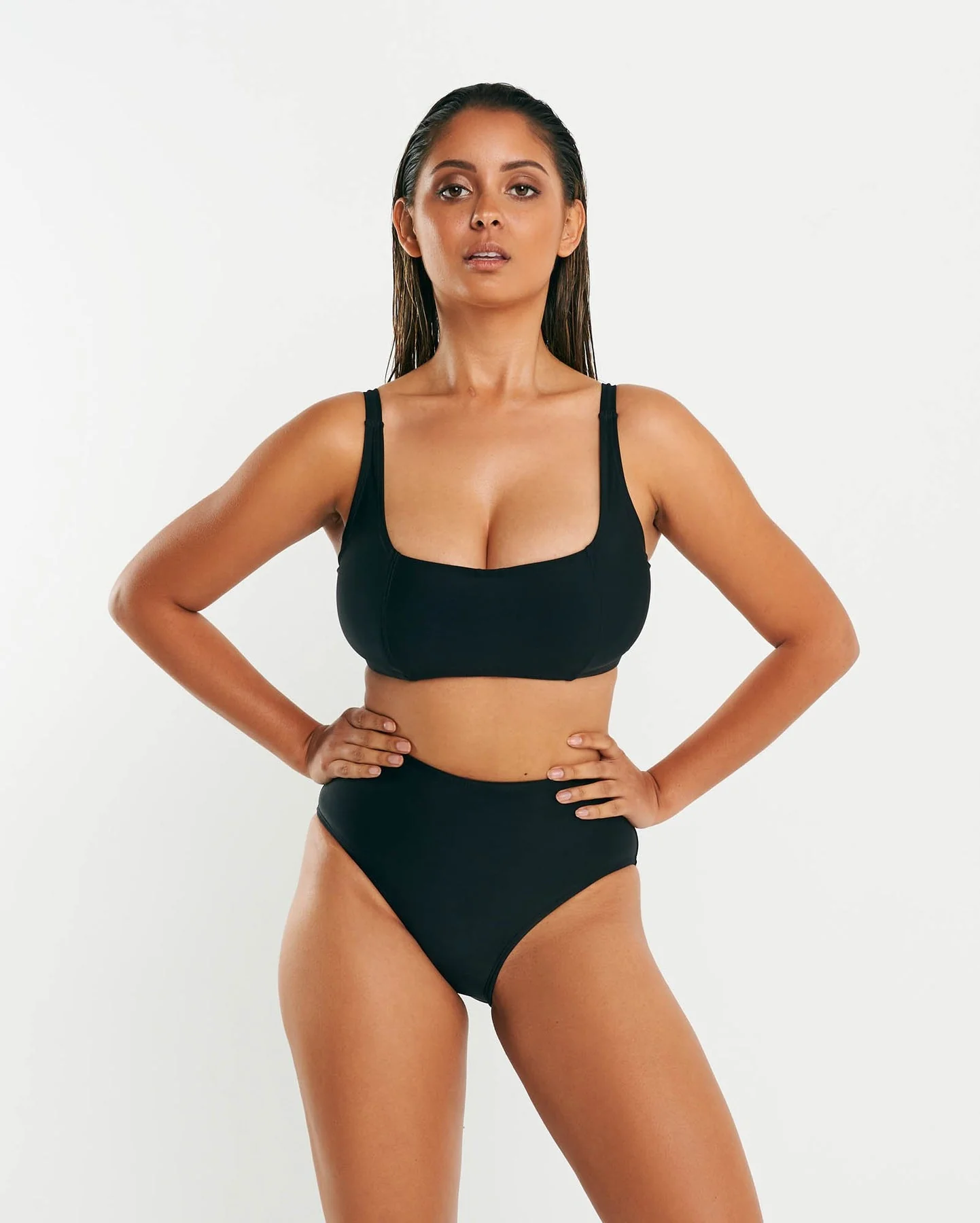 RAQ: High-Waisted Full Bikini Bottom - Black - Image 4