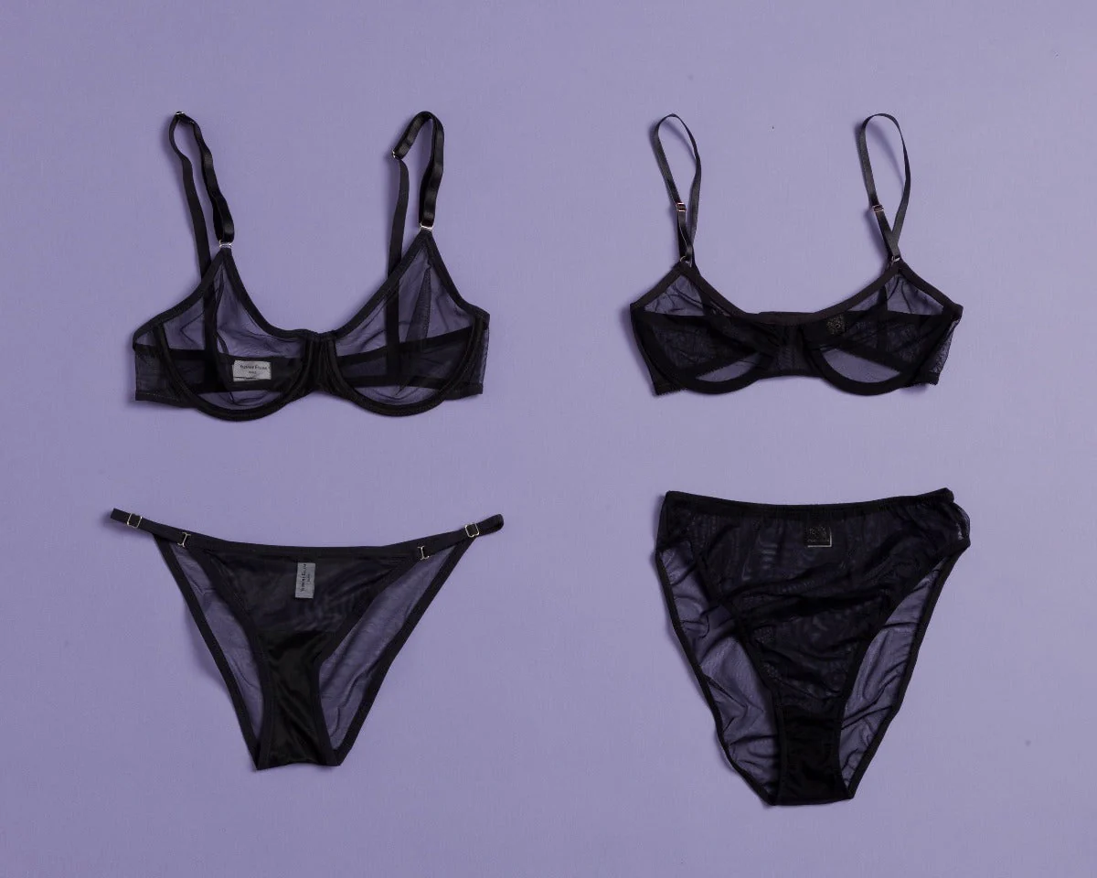 Yasmine Eslami: Jeanne Mesh Underwire Bra - Black - Image 6